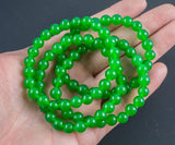 Green Jade Bracelet Round Size 6mm and 8mm- Handmade In USA Natural Gemstone Crystal Bracelets - Handmade Jewelry - approx. 7"