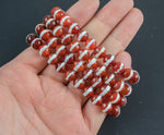 Tibetan Carnelian Striped Bracelet Round Size 6mm and 8mm- Handmade In USA Natural Gemstone Bracelets - Handmade Jewelry - approx. 7"