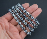 Tibetan Dzi Bead Bracelet Round Size 6mm and 8mm - Handmade In USA Natural Gemstone Crystal Bracelets - Handmade Jewelry - approx. 7"