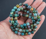 Fancy Indian Agate Bracelet Round Size 6mm and 8mm - Handmade In USA Natural Gemstone Crystal Bracelets - Handmade Jewelry - approx. 7"
