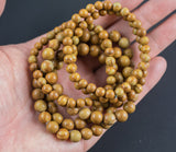 Yellow Picture Jasper Wood Jasper Bracelet Round Size 6mm and 8mm Handmade In USA Natural Gemstone Bracelets - Handmade Jewelry - approx. 7"