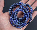 Blue Dumortierite Bracelet Round Size 6mm and 8mm Handmade In USA Natural Gemstone Crystal Bracelets - Handmade Jewelry - approx. 7"