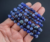 Blue Dumortierite Bracelet Round Size 6mm and 8mm Handmade In USA Natural Gemstone Crystal Bracelets - Handmade Jewelry - approx. 7"