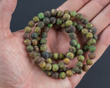 Matte Army Green Fire Agate Bracelet Round Size 6mm and 8mm Handmade In USA Natural Gemstone Bracelets - Handmade Jewelry - approx. 7"