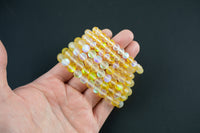 Yellow Mystic Aura Quartz Bracelet Round Size 6mm and 8mm- Handmade In USA Natural Gemstone Bracelets - Handmade Jewelry - approx. 7"