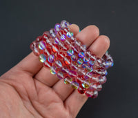 Red Mystic Aura Quartz Bracelet Round Size 6mm and 8mm- Handmade In USA Natural Gemstone Crystal Bracelets - Handmade Jewelry - approx. 7"