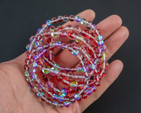 Red Mystic Aura Quartz Bracelet Round Size 6mm and 8mm- Handmade In USA Natural Gemstone Crystal Bracelets - Handmade Jewelry - approx. 7"