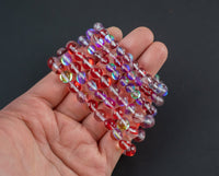 Red Mystic Aura Quartz Bracelet Round Size 6mm and 8mm- Handmade In USA Natural Gemstone Crystal Bracelets - Handmade Jewelry - approx. 7"