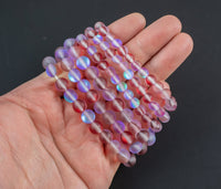 Red Mystic Aura Quartz Bracelet Round Size 6mm and 8mm- Handmade In USA Natural Gemstone Crystal Bracelets - Handmade Jewelry - approx. 7"