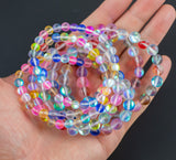 Multicolor Mix Mystic Aura Quartz Bracelet Round Size 6mm and 8mm Handmade In USA Natural Gemstone Bracelets - Handmade Jewelry - approx. 7"