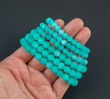 Chrysoprase Jade Bracelet Matte Round Size 6mm and 8mm Handmade In USA Natural Gemstone Crystal Bracelets Handmade Jewelry - approx. 7"