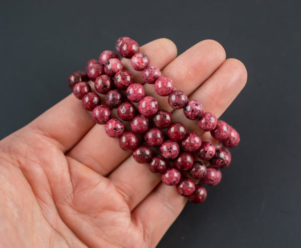 Dark Ruby Red Jasper Bracelet Round Size 6mm and 8mm Handmade In USA Natural Gemstone Crystal Bracelets Handmade Jewelry - approx. 7"