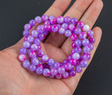 Lavender Purple Jade Bracelet Round Size 6mm and 8mm Handmade In USA Natural Gemstone Crystal Bracelets Handmade Jewelry - approx. 7"