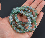 Moss Agate Bracelet Round Size 6mm and 8mm Handmade In USA Natural Gemstone Crystal Bracelets Handmade Jewelry - approx. 7" Crystal Bracelet