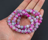 Light Fuchsia Jade Bracelet Round Size 6mm and 8mm Handmade In USA Natural Gemstone Crystal Bracelets Handmade Jewelry - approx. 7"