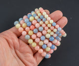 Morganite Jade Bracelet Round Size 6mm and 8mm Handmade In USA Natural Gemstone Crystal Bracelets Handmade Jewelry - approx. 7"