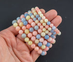 Morganite Jade Bracelet Round Size 6mm and 8mm Handmade In USA Natural Gemstone Crystal Bracelets Handmade Jewelry - approx. 7"