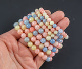Morganite Jade Bracelet Round Size 6mm and 8mm Handmade In USA Natural Gemstone Crystal Bracelets Handmade Jewelry - approx. 7"