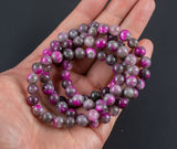 Gray Ruby Fuchsite Jasper Bracelet Round Size 6mm and 8mm Handmade In USA Natural Gemstone Crystal Bracelets Handmade Jewelry - approx. 7"