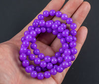 Royal Violet Jade Bracelet Round Size 6mm and 8mm Handmade In USA Natural Gemstone Crystal Bracelets Handmade Jewelry - approx. 7"