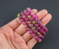 Matte Grape Jade Bracelet Round Size 6mm and 8mm Handmade In USA Natural Gemstone Crystal Bracelets Handmade Jewelry - approx. 7"