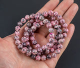 Mauve Jasper Bracelet Round Size 6mm and 8mm Handmade In USA Natural Gemstone Crystal Bracelets Handmade Jewelry - approx. 7"