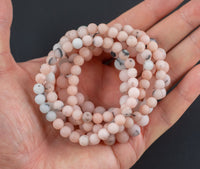 Peach Nude Jasper Bracelet Round Size 6mm and 8mm Handmade In USA - Natural Gemstone Crystal Bracelets Handmade Jewelry - approx. 7"