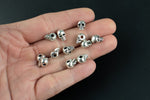 5 Skull Beads Bali Style PEWTER 7x11mm- 16596