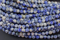 Natural White Blue Sodalite, High Quality in Round, 4mm, 6mm, 8mm, 10mm, 12mm, 14mm-Full Strand 16 inch Strand AAA Quality Smooth