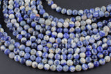 Natural White Blue Sodalite, High Quality in Round, 4mm, 6mm, 8mm, 10mm, 12mm, 14mm-Full Strand 16 inch Strand AAA Quality Smooth