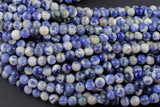 Natural White Blue Sodalite, High Quality in Round, 4mm, 6mm, 8mm, 10mm, 12mm, 14mm-Full Strand 16 inch Strand AAA Quality Smooth