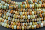 Natural Flower Jade Beads. Full Strand, 8mm Beads- Roundel Smooth Gemstone Beads
