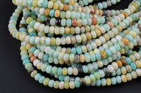 Natural AMAZONITE roundel sizes 6mm, 8mm, 10mm, 14mm- Full 15.5 Inch Strand Smooth Gemstone Beads