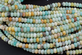 Natural AMAZONITE roundel sizes 6mm, 8mm, 10mm, 14mm- Full 15.5 Inch Strand Smooth Gemstone Beads