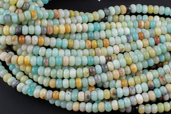 Natural AMAZONITE roundel sizes 6mm, 8mm, 10mm, 14mm- Full 15.5 Inch Strand Smooth Gemstone Beads