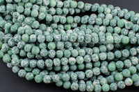 Natural Green Spot Dalmatian Jasper- Matte Round sizes. 4mm, 6mm, 8mm, 10mm, 12mm, 14mm- Full 15.5 Inch Strand- Smooth Gemstone Beads