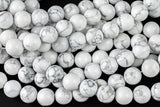 Natural Smooth White Howlite Beads Jasper Round 4mm, 6mm, 8mm, 10mm, 12mm, 14mm-Full Strand 15.5 inch Strand- AAA Quality Gemstone Beads