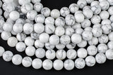 Natural Smooth White Howlite Beads Jasper Round 4mm, 6mm, 8mm, 10mm, 12mm, 14mm-Full Strand 15.5 inch Strand- AAA Quality Gemstone Beads