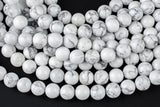 Natural Smooth White Howlite Beads Jasper Round 4mm, 6mm, 8mm, 10mm, 12mm, 14mm-Full Strand 15.5 inch Strand- AAA Quality Gemstone Beads