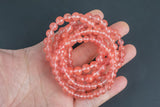 Cherry Quartz Round Size 6mm and 8mm- Handmade In USA- approx. 7" Bracelet Crystal Bracelet