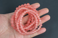 Cherry Quartz Matte Round Size 6mm and 8mm- Handmade In USA- approx. 7" Bracelet Crystal Bracelet