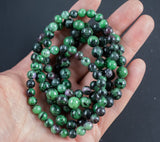 Natural Ruby Zoisite Jasper Round Size 6mm and 8mm- Handmade In USA- approx. 7" Bracelet Crystal Bracelet