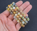 Natural Flower Jade Matte Round Size 6mm and 8mm- Handmade In USA- approx. 7" Bracelet Crystal Bracelet