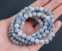 Silver Lined Jasper Matte Round Size 6mm and 8mm- Handmade In USA- approx. 7" Bracelet Crystal Bracelet