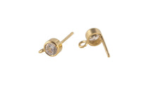 Birthstone Gold Filled CZ Earring Stud with Open Ring- 14/20 Gold Filled- USA Product- 2 pcs per order