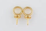 Glue in Bail- perfect for pearls and half drilled beads- bail size- 5.5mm large bail- 18kt