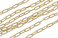 USA MADE Gold Filled Paper Clip Chain Twisted Texturized Tubed Chain, Elongated Oval Chain,6 x 2.5 mm links, Wholesale, BULK, Chain by foot