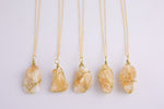 Citrine Crystal Necklaces Handmade in USA Wire Wrapped Raw Natural Gemstone Crystal Necklace Handmade Jewelry