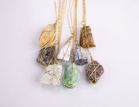 Citrine Crystal Necklaces Handmade in USA Wire Wrapped Raw Natural Gemstone Crystal Necklace Handmade Jewelry