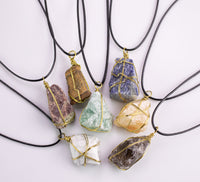 Lapis Lazuli Crystal Necklaces Handmade in USA Wire Wrapped Raw Natural Gemstone Crystal Necklace Handmade Jewelry